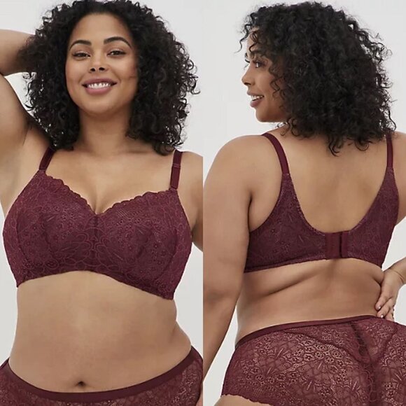 Torrid NWT Lace Red 360 Back Smoothing Lightly Lined Everyday Wire-Free Bra 48D - Picture 1 of 8